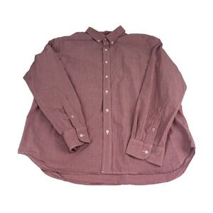 Vintage Old Navy Men's Gingham Shirt XL Red White Checkered Long Sleeve Button